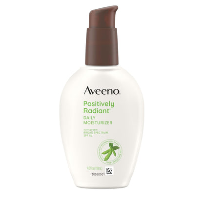 Aveeno Positively Radiant Daily Face Moisturizer with SPF 15 Sunscreen, Hydrating Facial Moisturizer with Soy Extract to Improve Skin - PrimeBioHealth - canada supplements