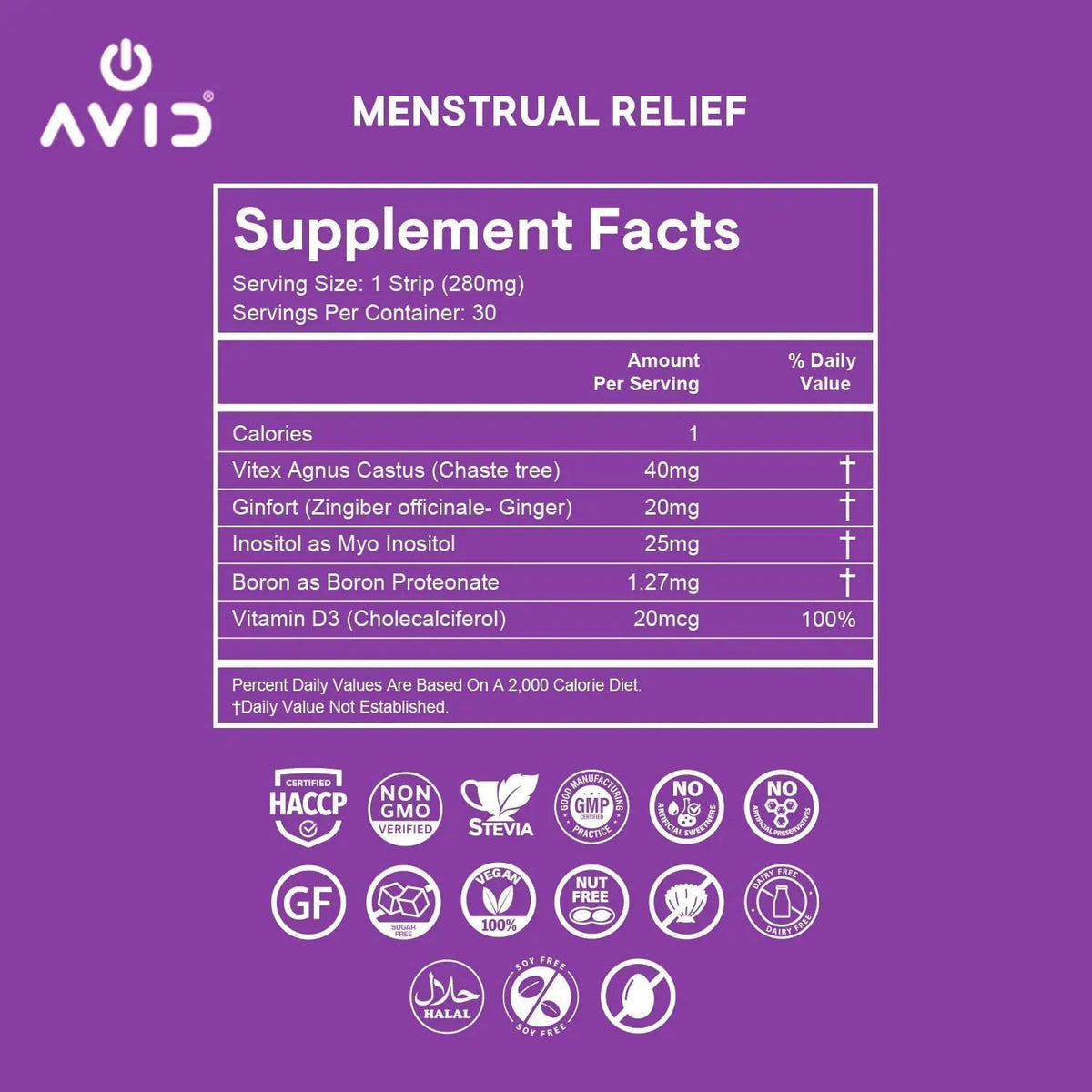 AVID Playboy - Menstrual Relief PMS Oral Strips (30 Edible Strips) Fast Dissolving PMS Cramp Relief & Hormonal Balance Strips for Women - Lemon Ginger Flavored Multi-Benefit PMS Supplement for Women - PrimeBioHealth - canada supplements