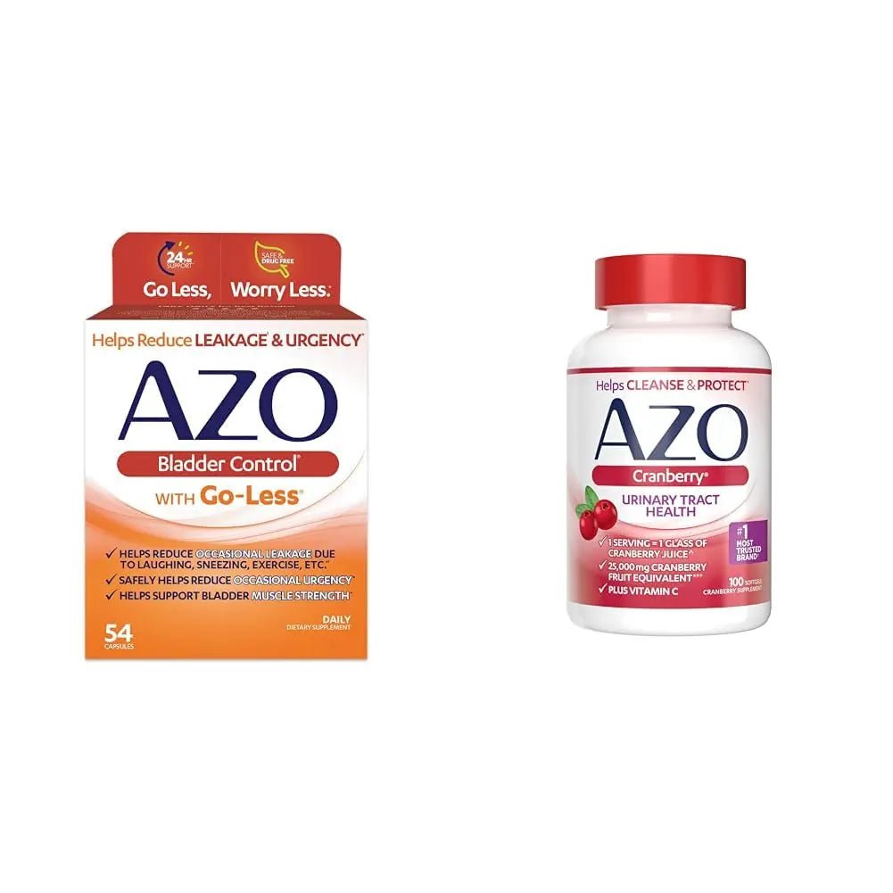 AZO Bladder Control with Go-Less Daily Supplement | Helps Reduce Occasional Urgency & Leakage | 54 Count Cranberry Urinary Tract Health | 100 Softgels - PrimeBioHealth - canada supplements