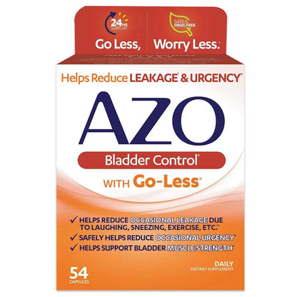 AZO Bladder Control with Go-Less Daily Supplement | Helps Reduce Occasional Urgency & Leakage | 54 Count Cranberry Urinary Tract Health | 100 Softgels - PrimeBioHealth - canada supplements