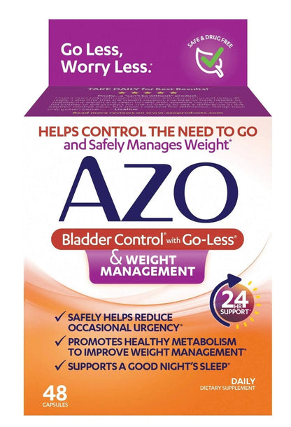 AZO Bladder Control with Go-Less® & Weight Management Dietary Supplement & Dual Protection | Urinary + Vaginal Support* - PrimeBioHealth - canada supplements
