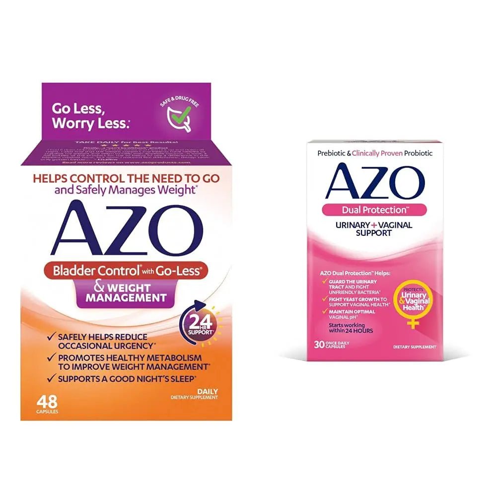 AZO Bladder Control with Go-Less® & Weight Management Dietary Supplement & Dual Protection | Urinary + Vaginal Support* - PrimeBioHealth - canada supplements