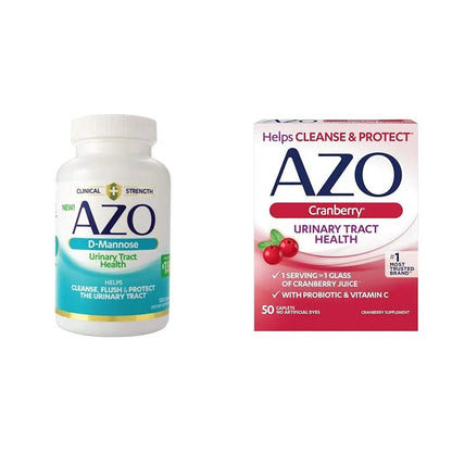 AZO D Mannose Urinary Tract Health, Cleanse, Flush & Protect The Urinary Tract & Cranberry Urinary Tract Health Supplement, 1 Serving = 1 Glass of Cranberry Juice, Sugar - PrimeBioHealth - canada supplements