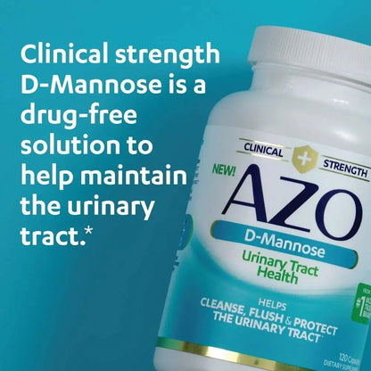 AZO D Mannose Urinary Tract Health, Cleanse, Flush & Protect The Urinary Tract, No.1 Pharmacist Recommended Brand, Clinical Strength, Non-GMO, 120 Count (Pack of 2) - PrimeBioHealth - canada supplements