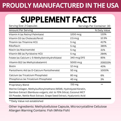 B12 with Hyaluronic Acid, Collagen and Folate – 25000 mcg B12 Complex | Maximize Absorption & Energy | Gluten Free USA Made, B1, B2, B3, B6, B7, B12 vitamins 5000 mcg - PrimeBioHealth - canada supplements