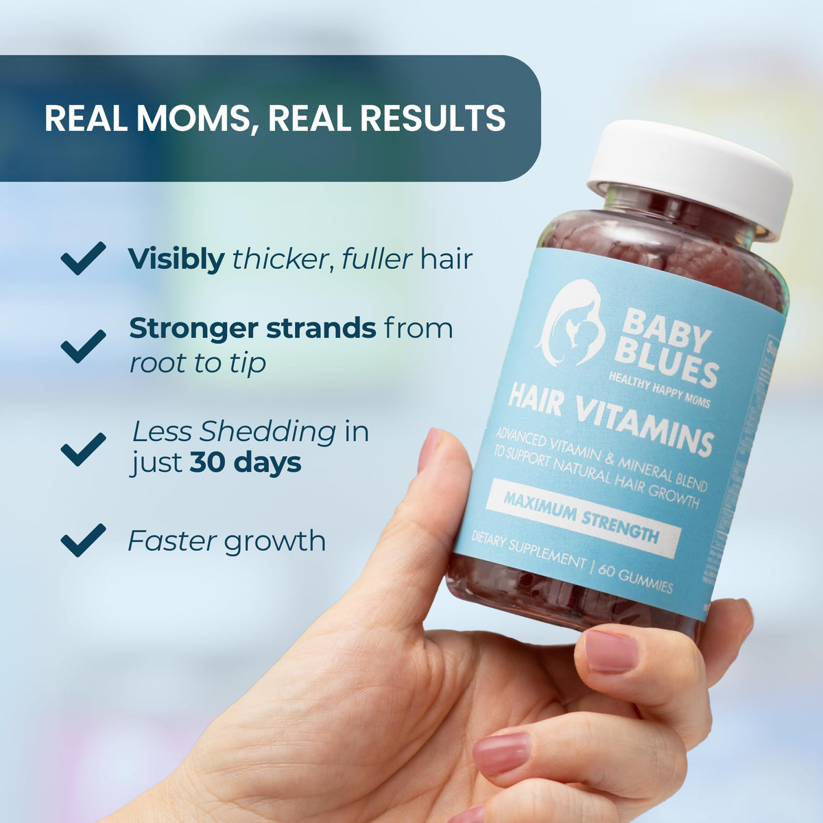 Baby Blues Postpartum Hair Loss Vitamins - Passion Fruit Gummies with Biotin, Collagen, & Folate - PrimeBioHealth - canada supplements