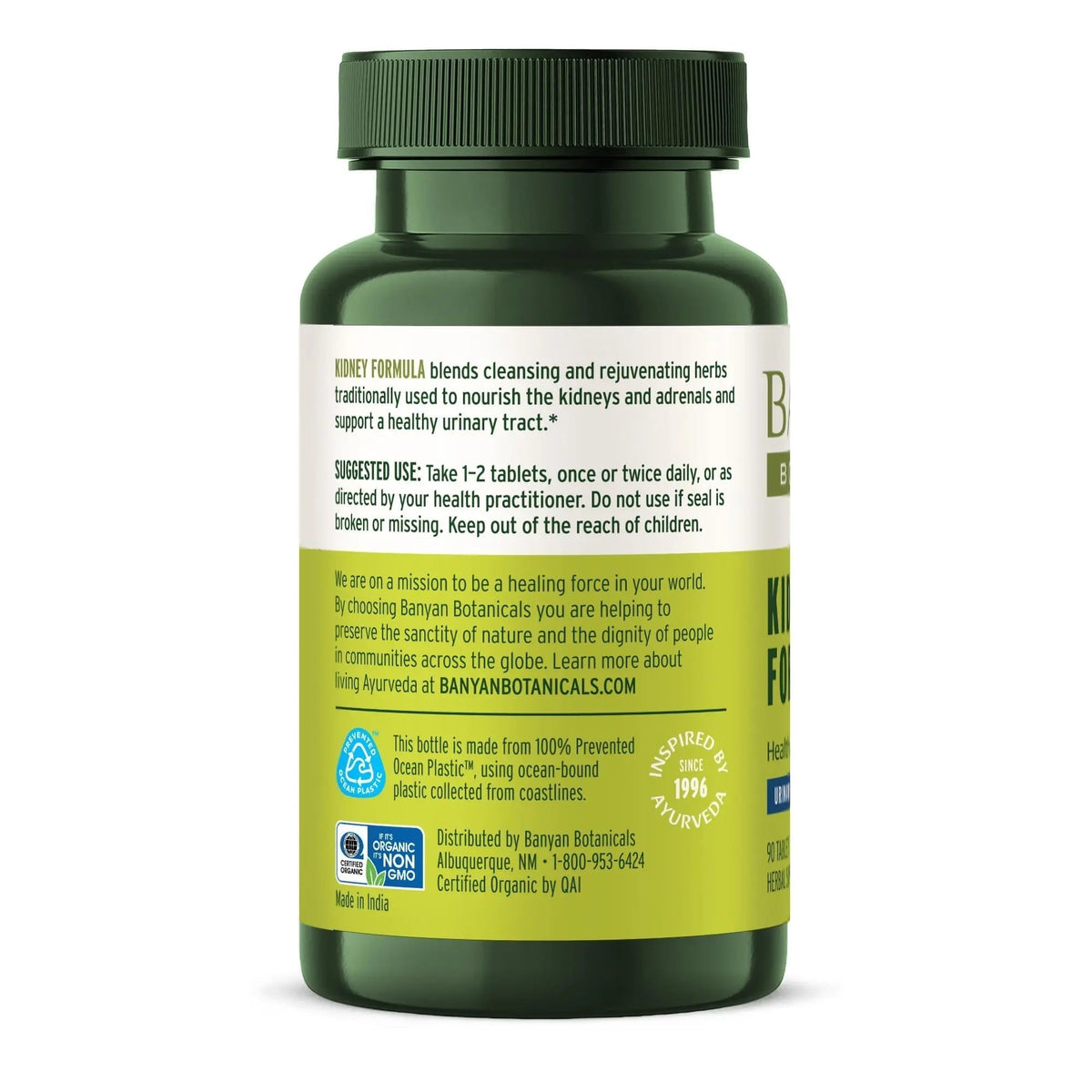 Banyan Botanicals Organic Kidney Formula–Urinary Tract Support & Detox Supplement–Gokshura & Punarnava for Fluid Balance & Systemic Cleansing–Cooling Genitourinary Tonic-90 Tablets-USDA Organic - PrimeBioHealth - canada supplements