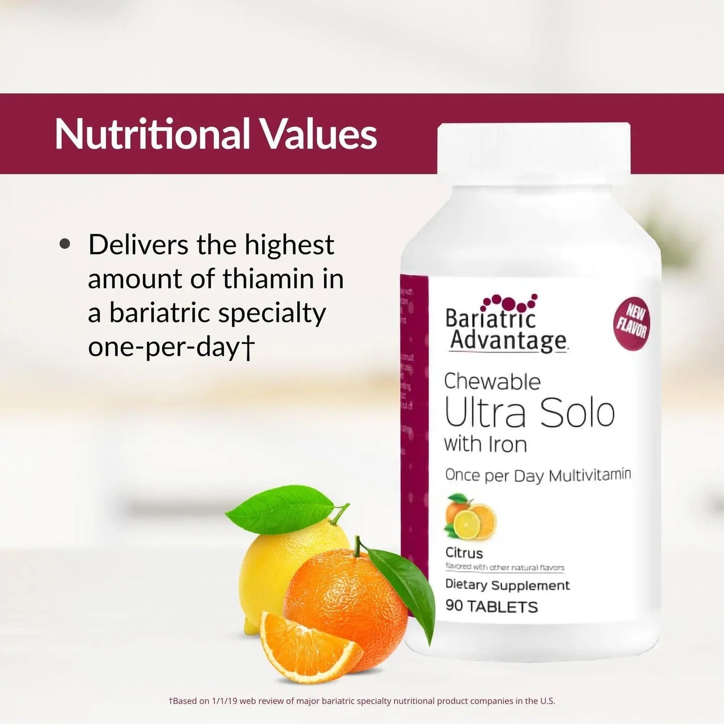 Bariatric Advantage Chewable Ultra Solo with Iron - Once-Per-Day Daily Multivitamin - for Bariatric Surgery Patients - Thiamin, Vitamin A & More - PrimeBioHealth - canada supplements