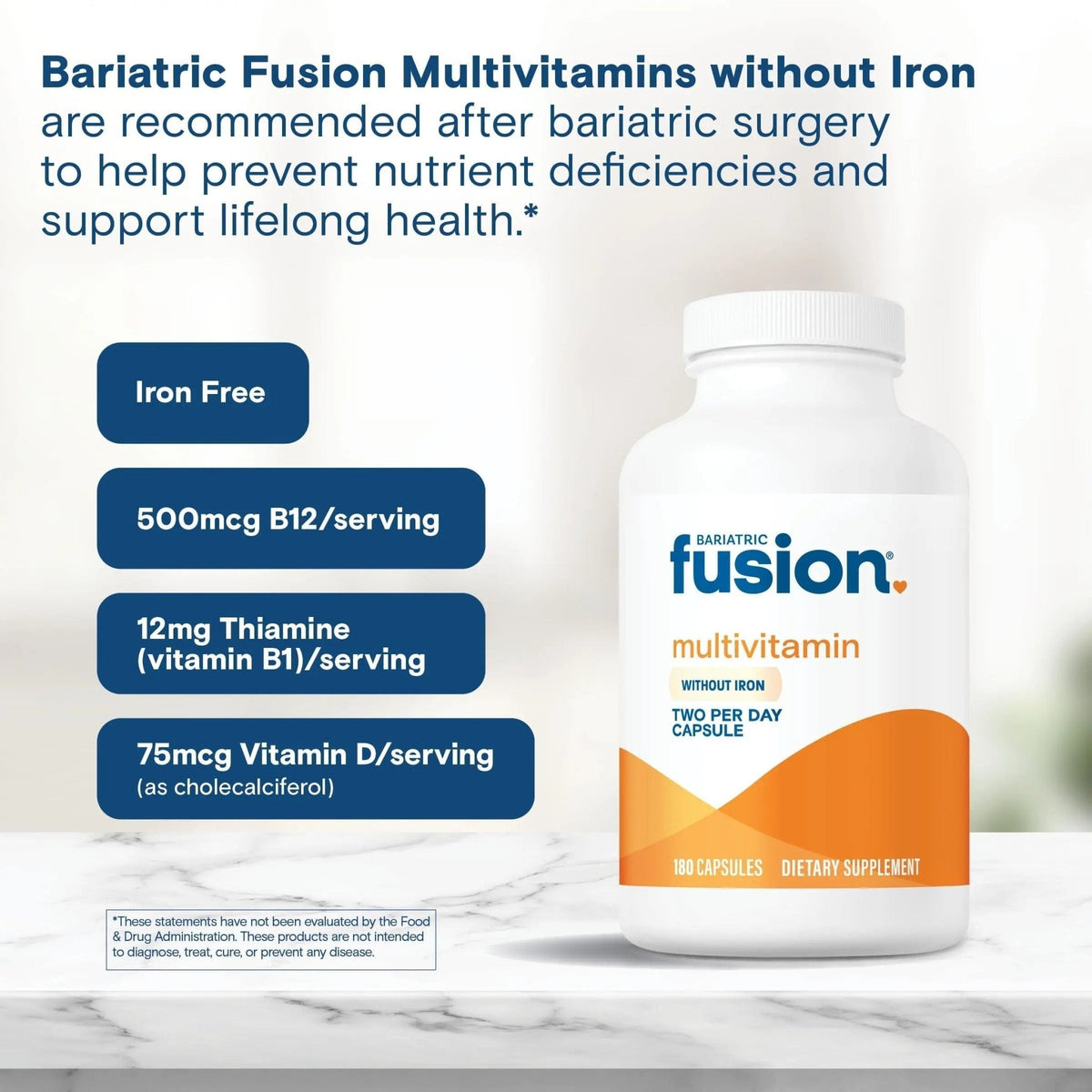 Bariatric Fusion Bariatric Multivitamin Without Iron | Post Bariatric Surgery Patients | Iron Free Bariatric Vitamin - PrimeBioHealth - canada supplements
