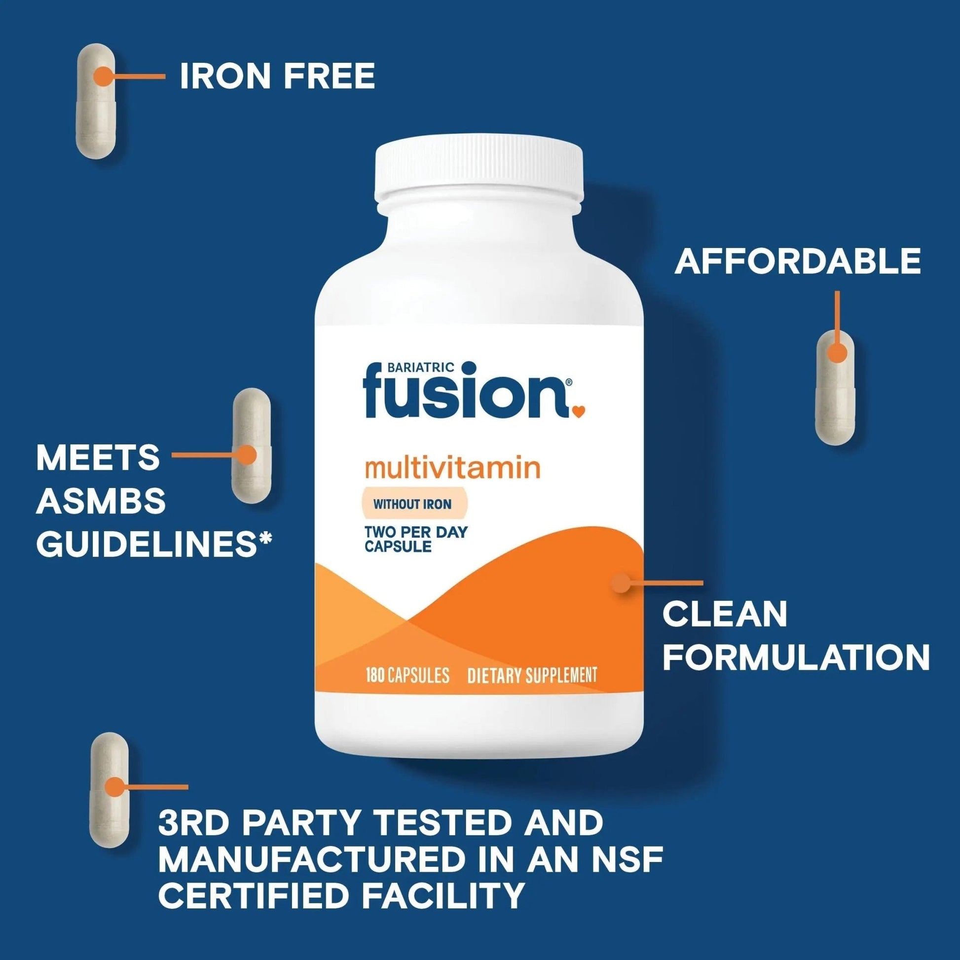 Bariatric Fusion Bariatric Multivitamin Without Iron | Post Bariatric Surgery Patients | Iron Free Bariatric Vitamin - PrimeBioHealth - canada supplements