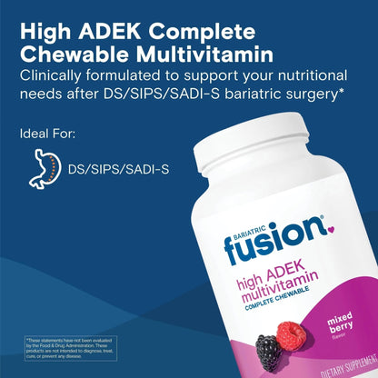 Bariatric Fusion Chewable Multivitamin with High ADEK Vitamins | Multi for Duodenal Switch Patients | Mixed Berry Flavored Tablets | - PrimeBioHealth - canada supplements