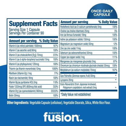 Bariatric Fusion One Per Day Bariatric Multivitamin with Iron for Men | with Prostate and Heart Support Vitamins* | - PrimeBioHealth - canada supplements