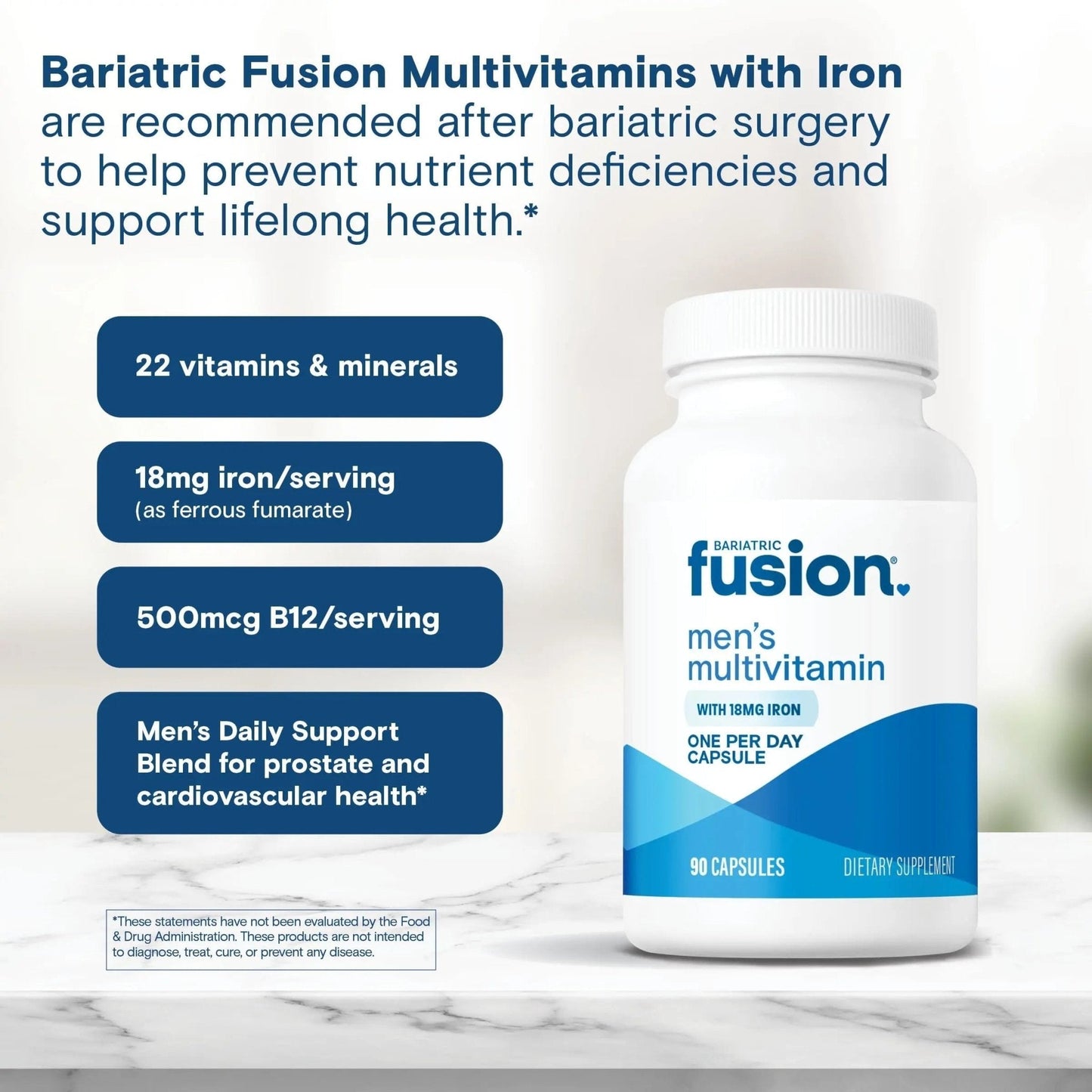 Bariatric Fusion One Per Day Bariatric Multivitamin with Iron for Men | with Prostate and Heart Support Vitamins* | - PrimeBioHealth - canada supplements