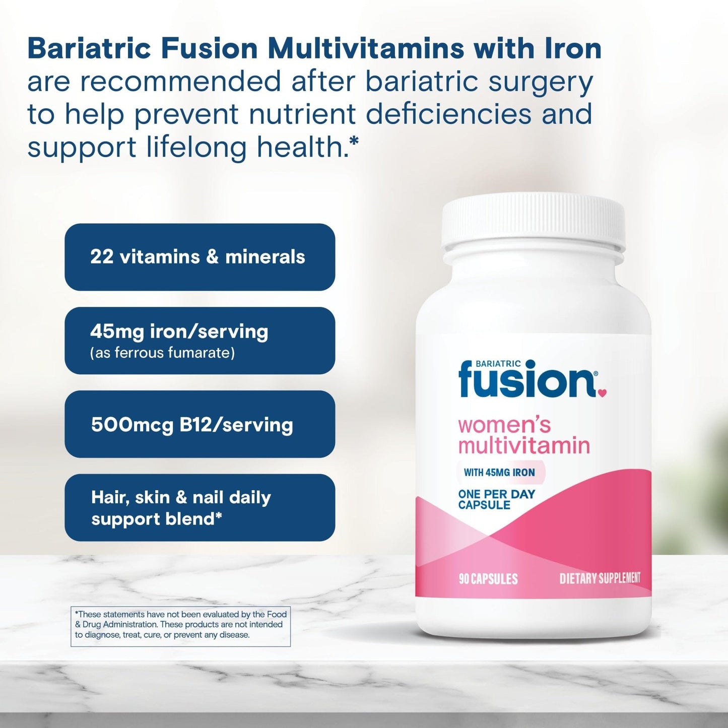 Bariatric Fusion One Per Day Bariatric Multivitamin with Iron for Women | with Hair and Nails Vitamin Blend | Gastric Bypass - PrimeBioHealth - canada supplements
