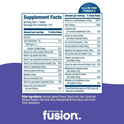 Bariatric Fusion Very Berry Complete Chewable Bariatric Multivitamin with Iron and Vitamin K for Bariatric Surgery Patients Including - PrimeBioHealth - canada supplements