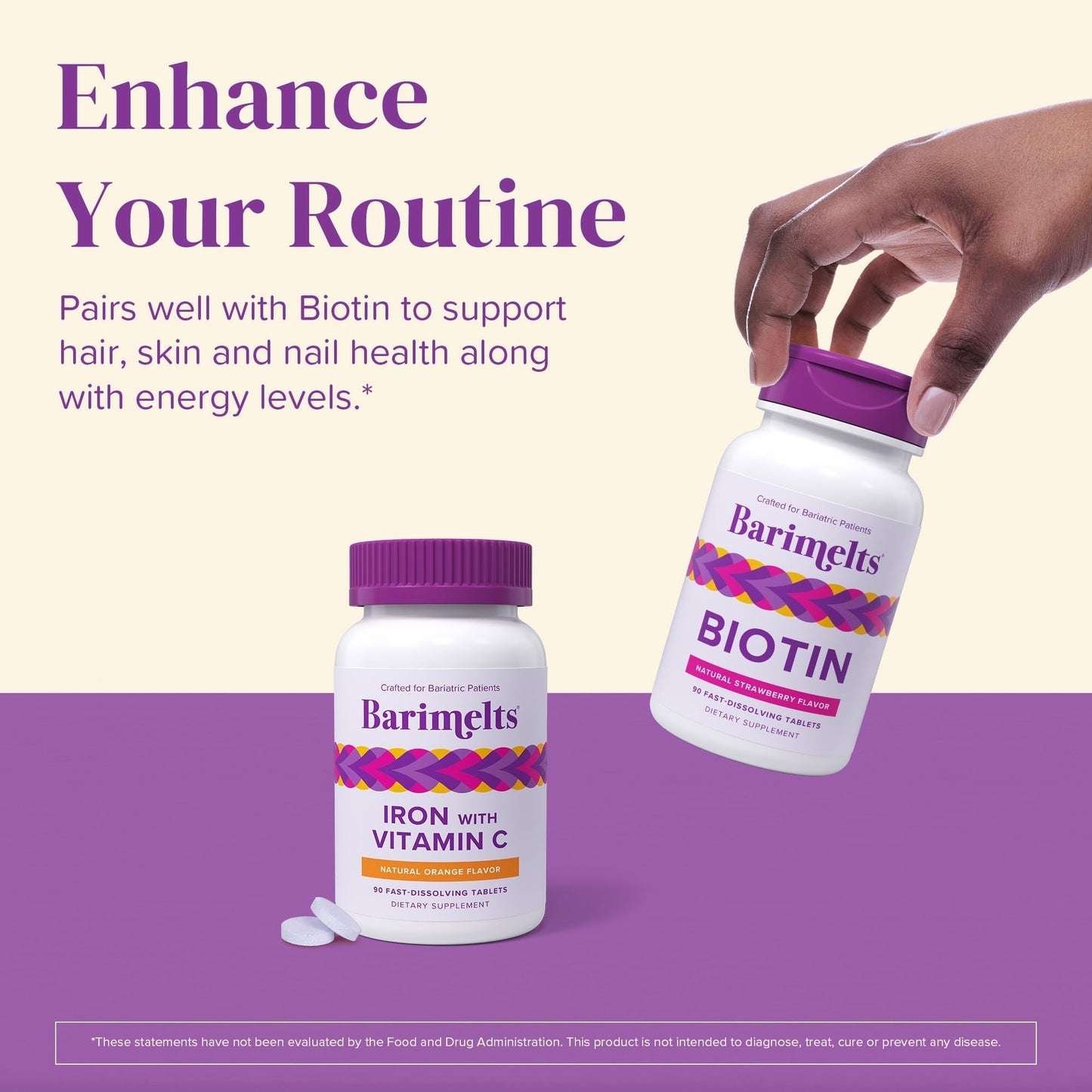 Barimelts Iron with Vitamin C, 90 Fast-Dissolving Tablets (1-Month Supply), Sugar-Free Bariatric Iron Supplement for Women, Natural Orange Flavor - PrimeBioHealth - canada supplements