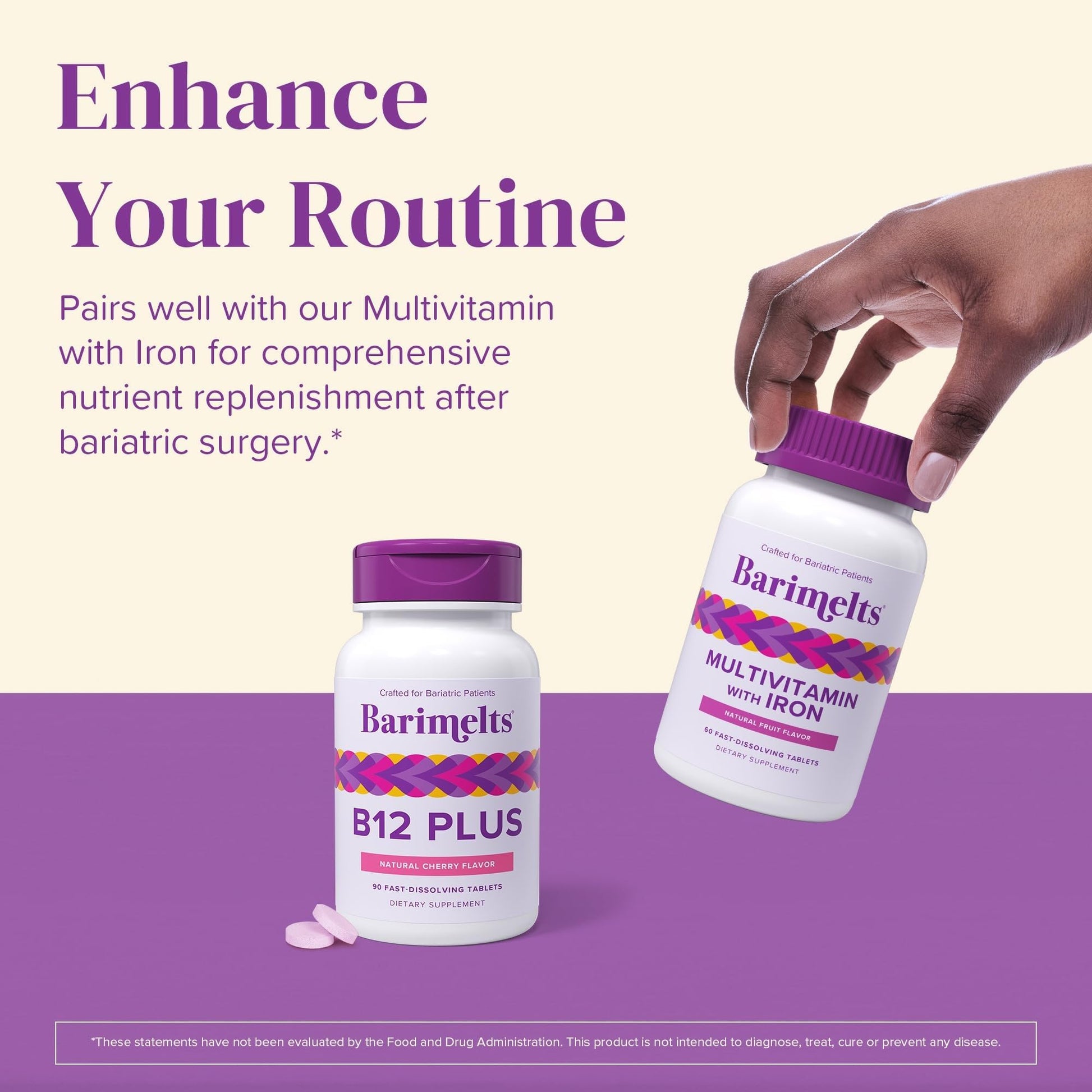 BariMelts Vitamin B12 Plus, 90 Fast-Dissolving Tablets (3-Month Supply), Sugar-Free Bariatric Vitamins for Women, Includes B12, B6 - PrimeBioHealth - canada supplements