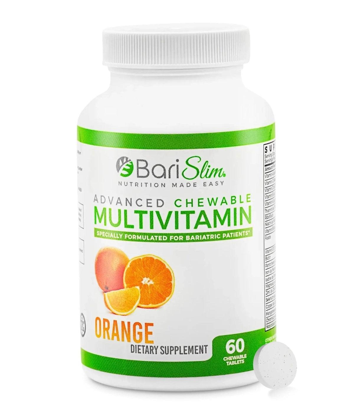 BariSlim Advanced Chewable Bariatric Multivitamin Tablets - Bariatric Vitamin and Supplement for Post Bariatric Surgery Including Gastric - PrimeBioHealth - canada supplements