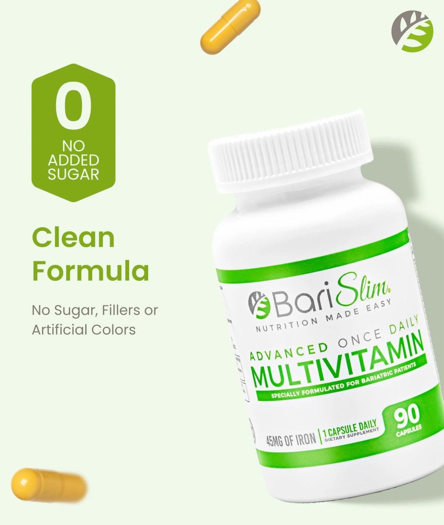 BariSlim Advanced Once Daily Bariatric Multivitamin Capsule - 45 mg of Iron - Bariatric Vitamin for Post Bariatric Surgery Including - PrimeBioHealth - canada supplements