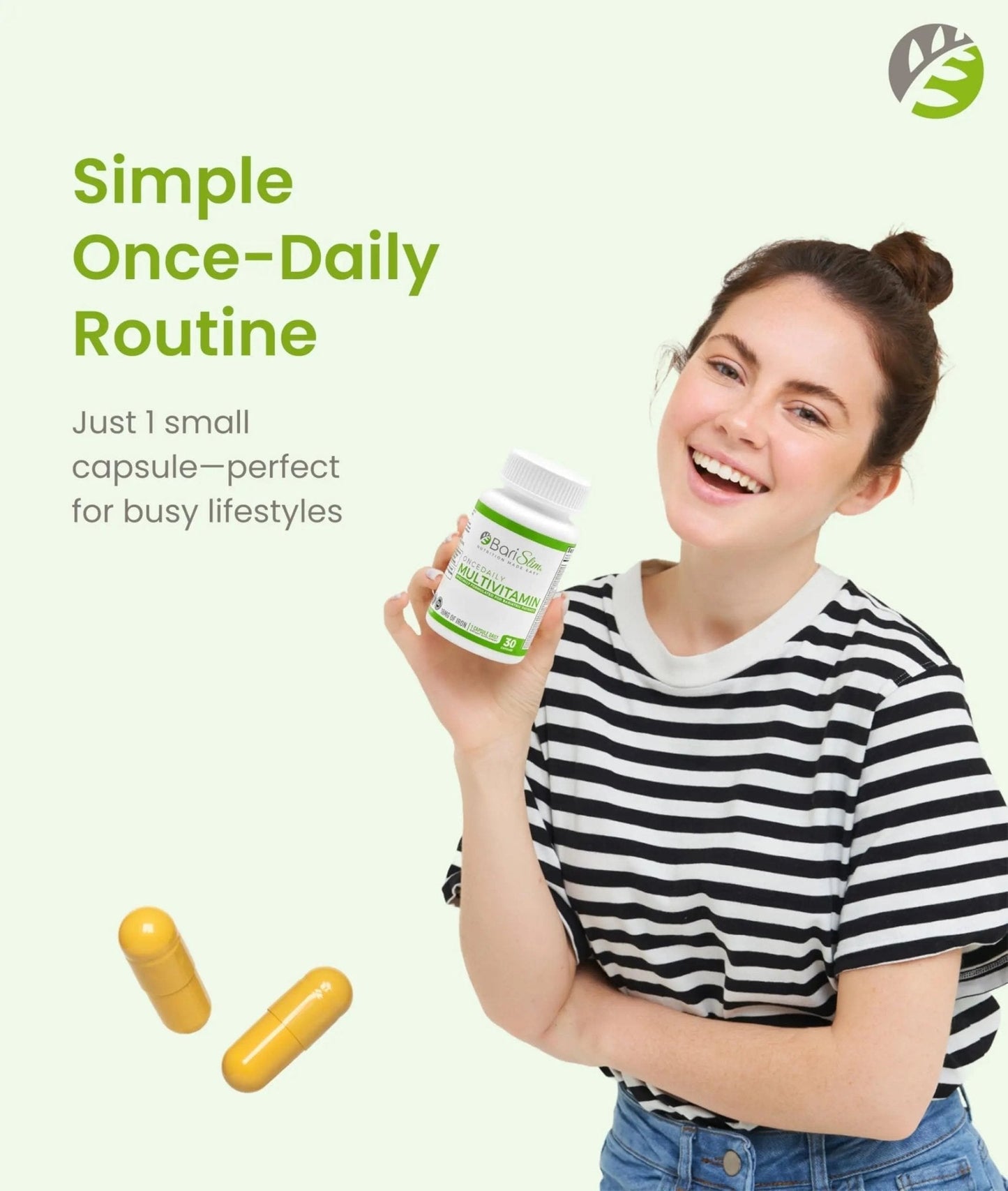 BariSlim Once Daily Bariatric Multivitamin Capsule - 18mg of Iron - Bariatric Vitamin & Supplement for Post Surgery Including Gastric Bypass - PrimeBioHealth - canada supplements