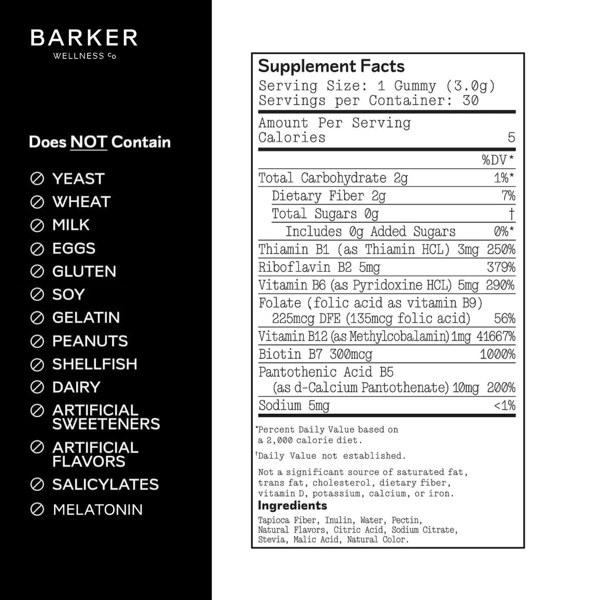 Barker Wellness Vegan B-Complex Gummies – Comprehensive Energy & Metabolism Boost with B1, B5, B6, B7 Biotin, B9 Folate, B12 - PrimeBioHealth - canada supplements