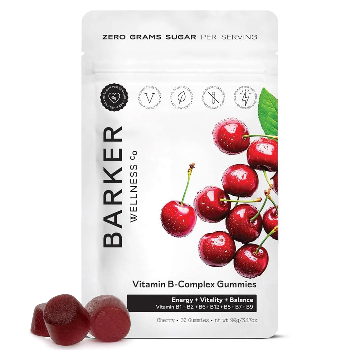 Barker Wellness Vegan B-Complex Gummies – Comprehensive Energy & Metabolism Boost with B1, B5, B6, B7 Biotin, B9 Folate, B12 - PrimeBioHealth - canada supplements