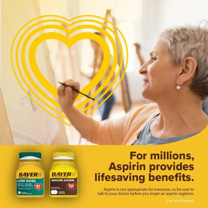 Bayer Aspirin 81mg Enteric Coated Tablets 300ct and 2 Count Travel Pack of Genuine Aspirin 325mg Coated Tablets - PrimeBioHealth - canada supplements