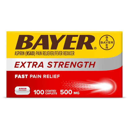 Bayer Aspirin Extra Strength, Aspirin 500mg, Pain Relief Pills, Fever Reducer and Headache Relief for Adults, 100 ct - PrimeBioHealth - canada supplements