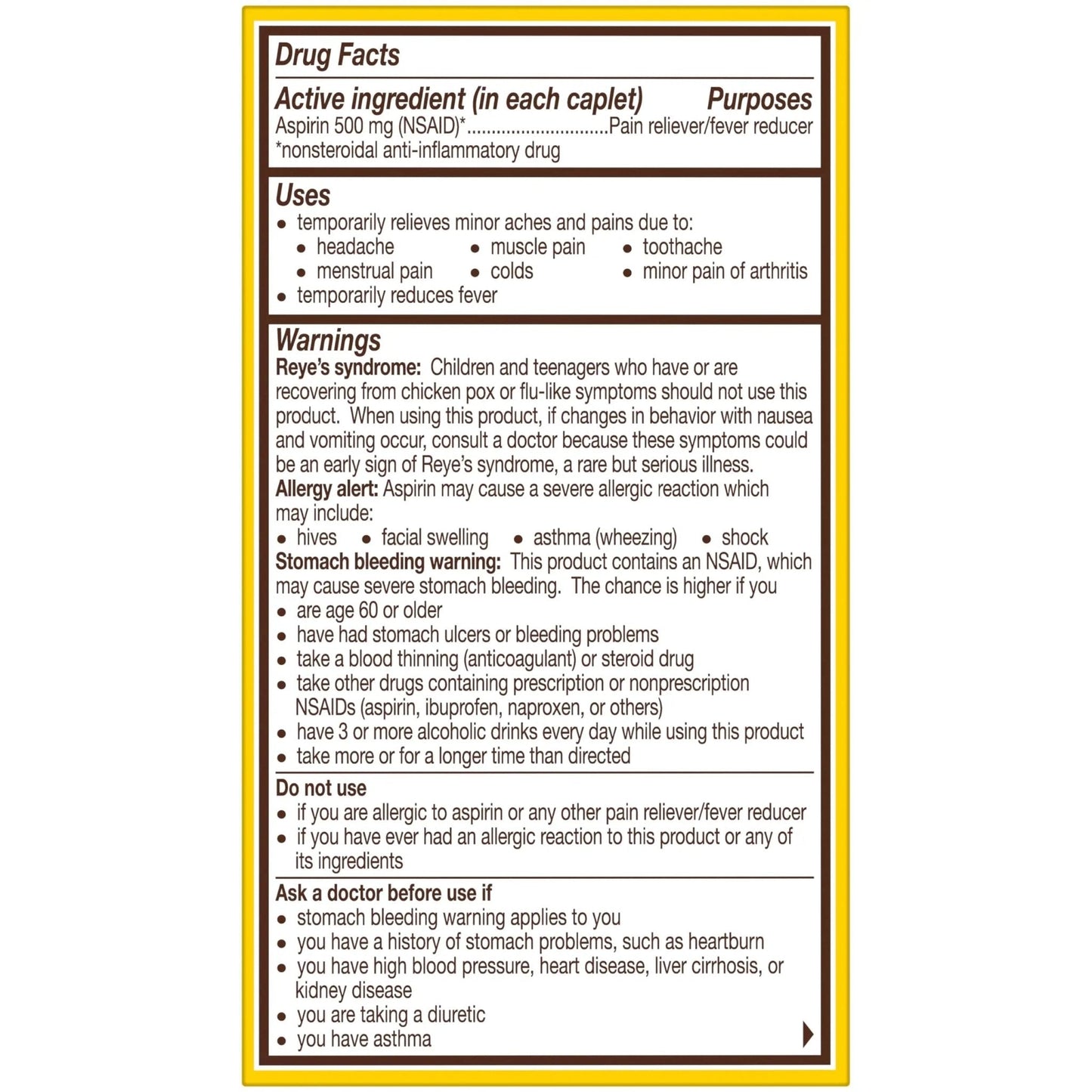 Bayer Aspirin Extra Strength, Aspirin 500mg, Pain Relief Pills, Fever Reducer and Headache Relief for Adults, 100 ct - PrimeBioHealth - canada supplements