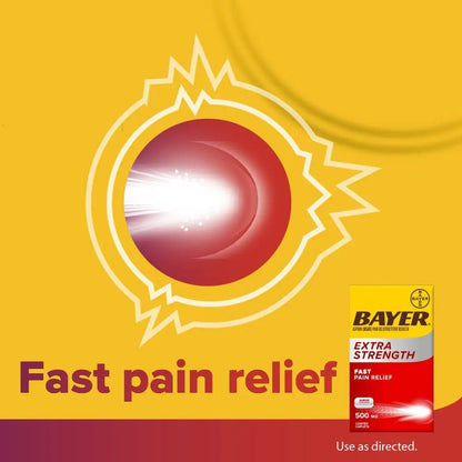 Bayer Aspirin Extra Strength, Aspirin 500mg, Pain Relief Pills, Fever Reducer and Headache Relief for Adults, 100 ct - PrimeBioHealth - canada supplements