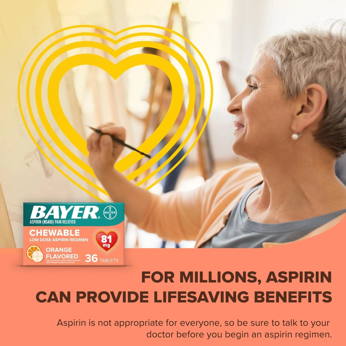 Bayer Aspirin Low Dose 81 mg Chewable Tablets, Pain Reliever, Orange Flavored, 216 Tablets (6 Pack) - PrimeBioHealth - canada supplements