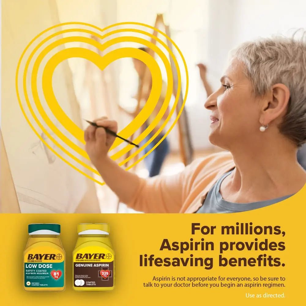 Bayer Aspirin Safety Coated 325 mg Caplets 100 Caplets, Pack of 2 - PrimeBioHealth - canada supplements