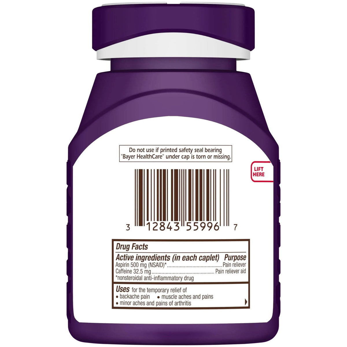 Bayer Extra Strength 500mg Aspirin Plus Caffeine for Powerful Pain Relief, 200 Coated Caplets - PrimeBioHealth - canada supplements