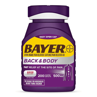 Bayer Extra Strength 500mg Aspirin Plus Caffeine for Powerful Pain Relief, 200 Coated Caplets - PrimeBioHealth - canada supplements