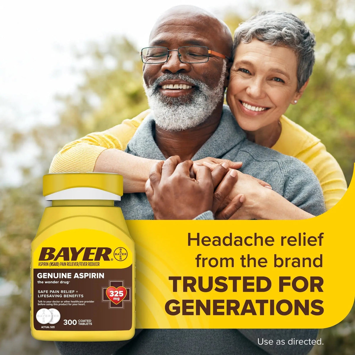 Bayer Genuine Aspirin 325 mg, Coated Tablets for Headache Relief, Multi-Symptom Pain Reliever and Fever Reducer, Pain Relief Tablets for Tooth and Muscle Pain, Backache, 300 Ct - PrimeBioHealth - canada supplements