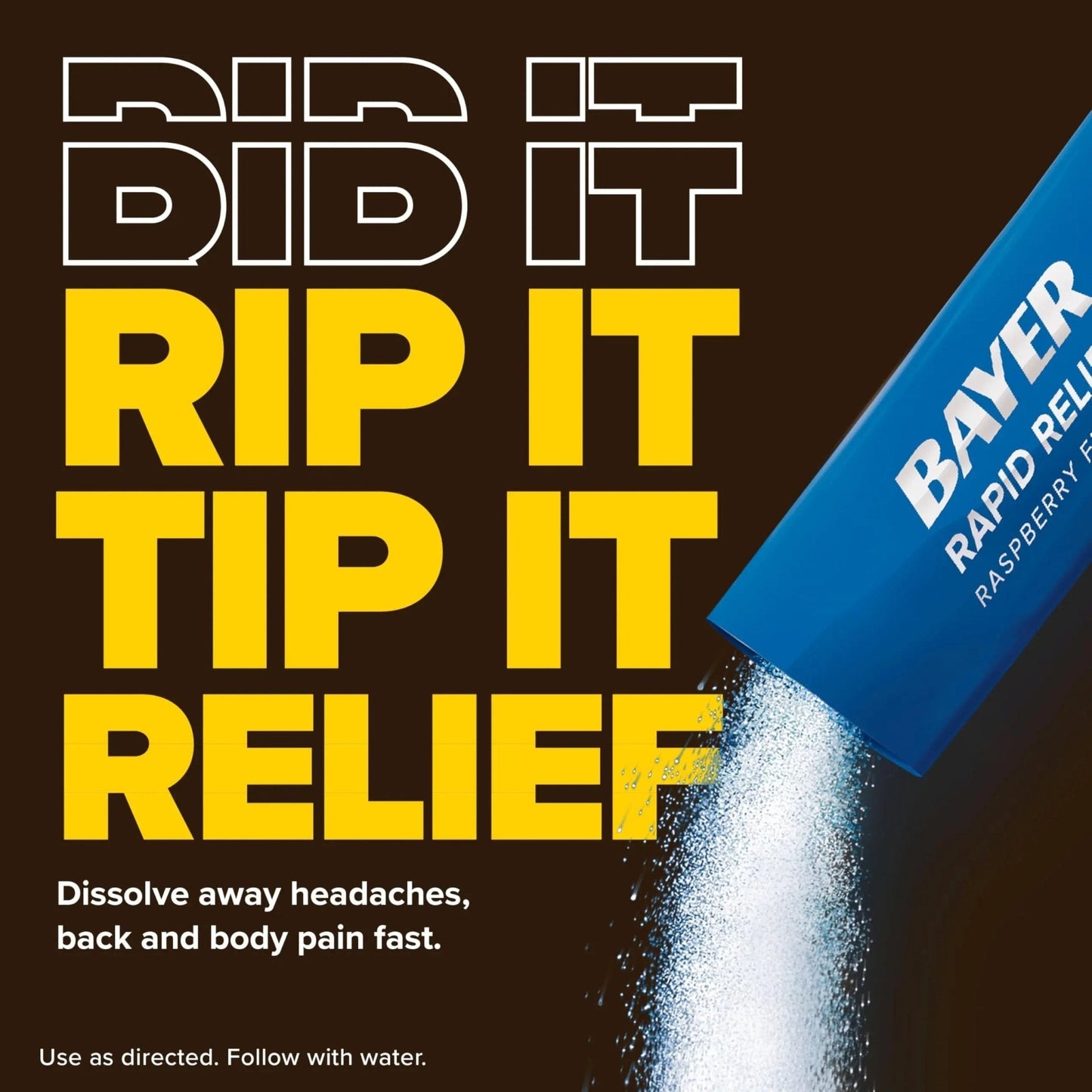 Bayer® Rapid Relief, Dissolvable Raspberry Flavor, Powder Packs with Aspirin & Caffeine, Fast Acting Headache Relief, Muscle and Body Pain Reliever, 30ct - PrimeBioHealth - canada supplements