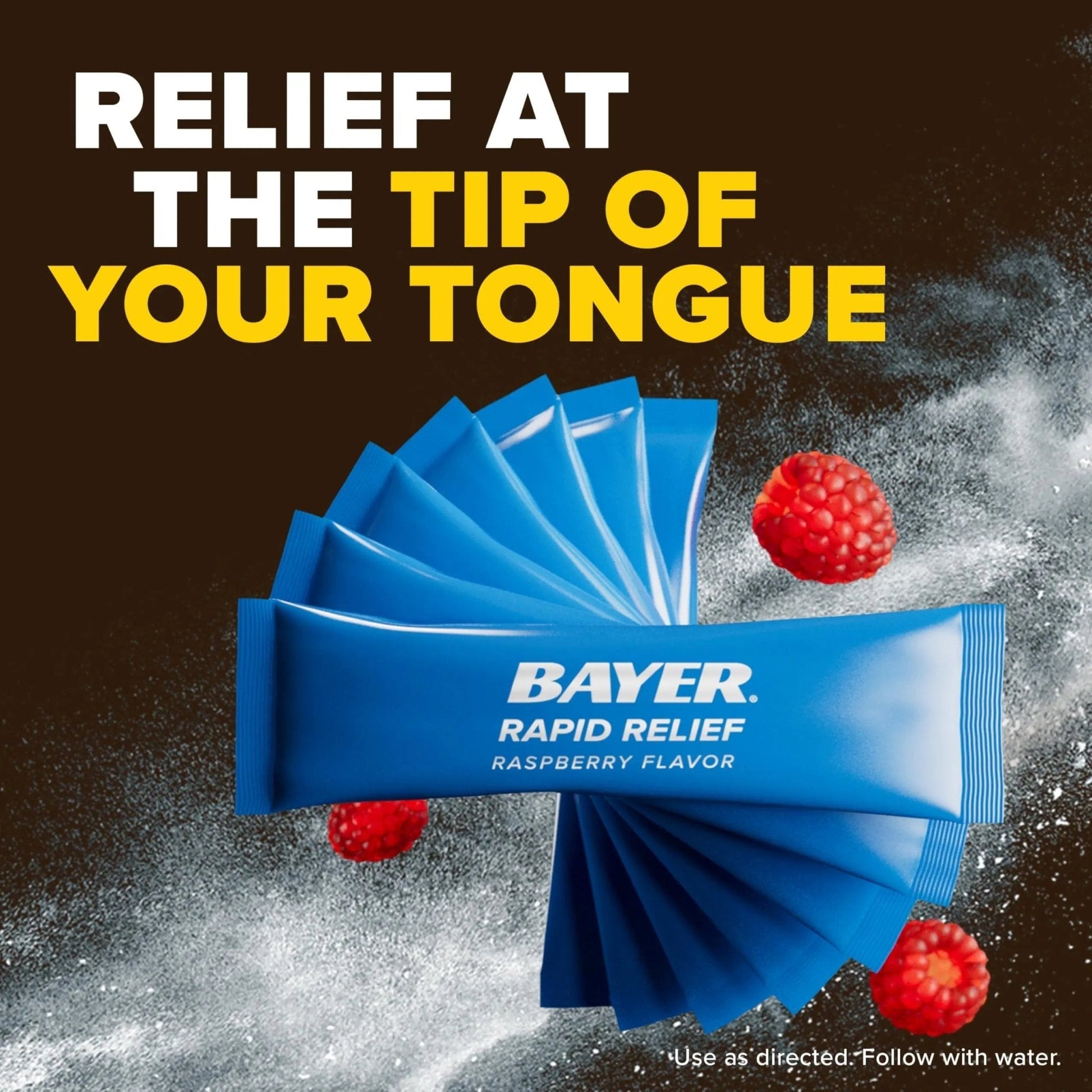 Bayer® Rapid Relief, Dissolvable Raspberry Flavor, Powder Packs with Aspirin & Caffeine, Fast Acting Headache Relief, Muscle and Body Pain Reliever, 30ct - PrimeBioHealth - canada supplements