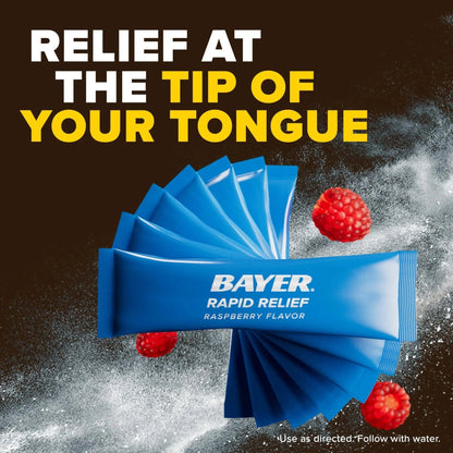 Bayer® Rapid Relief, Dissolvable Raspberry Flavor, Powder Packs with Aspirin & Caffeine, Fast Acting Headache Relief, Muscle and Body Pain Reliever, 30ct - PrimeBioHealth - canada supplements