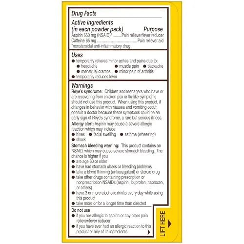 Bayer® Rapid Relief, Dissolvable Raspberry Flavor, Powder Packs with Aspirin & Caffeine, Fast Acting Headache Relief, Muscle and Body Pain Reliever, 30ct - PrimeBioHealth - canada supplements
