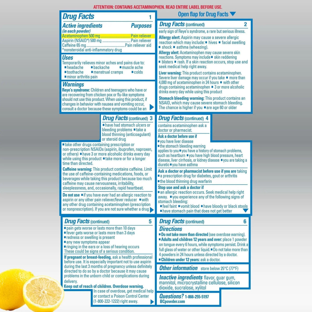 BC Max Strength Headache Relief Powder, Triple-Action Formula with Acetaminophen, Aspirin & Caffeine Eases Aches & Pains, Lemonade Flavor, 16 Count - PrimeBioHealth - canada supplements