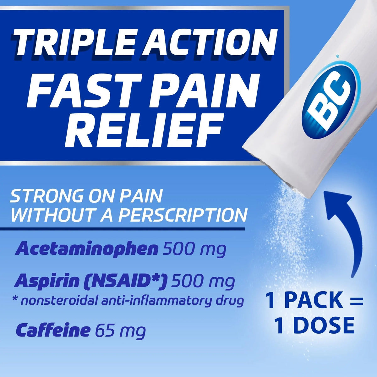 BC Max Strength Headache Relief Powder, Triple-Action Formula with Acetaminophen, Aspirin & Caffeine Eases Aches & Pains, Lemonade Flavor, 16 Count - PrimeBioHealth - canada supplements