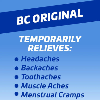 BC Original Headache Relief Powder, Dual-Action Aspirin & Caffeine Dissolve Packs, to Relieve Body Aches, Toothaches & Menstrual Cramps, 50 Count - PrimeBioHealth - canada supplements