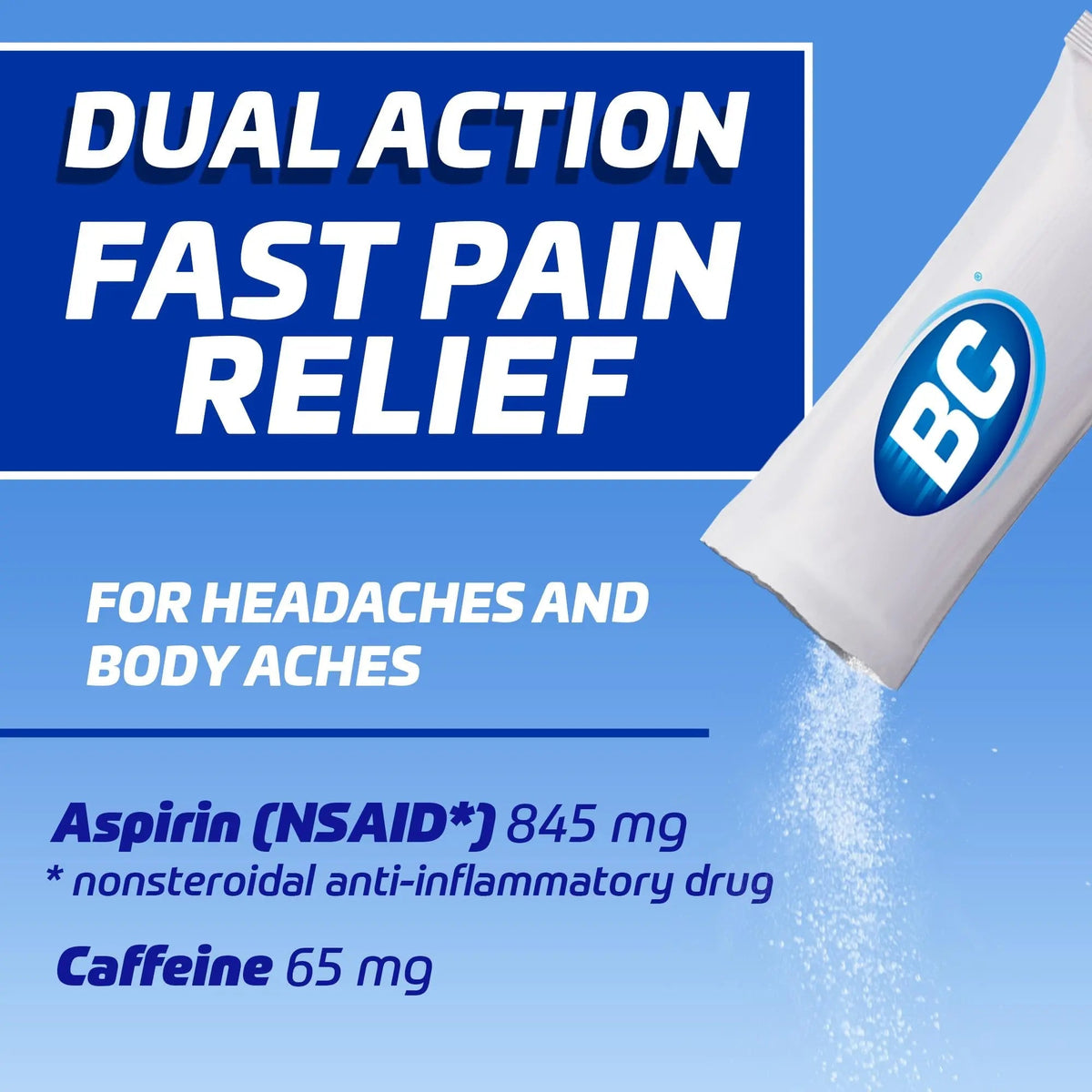 BC Original Headache Relief Powder, Dual-Action Aspirin & Caffeine Dissolve Packs, to Relieve Body Aches, Toothaches & Menstrual Cramps, 50 Count - PrimeBioHealth - canada supplements