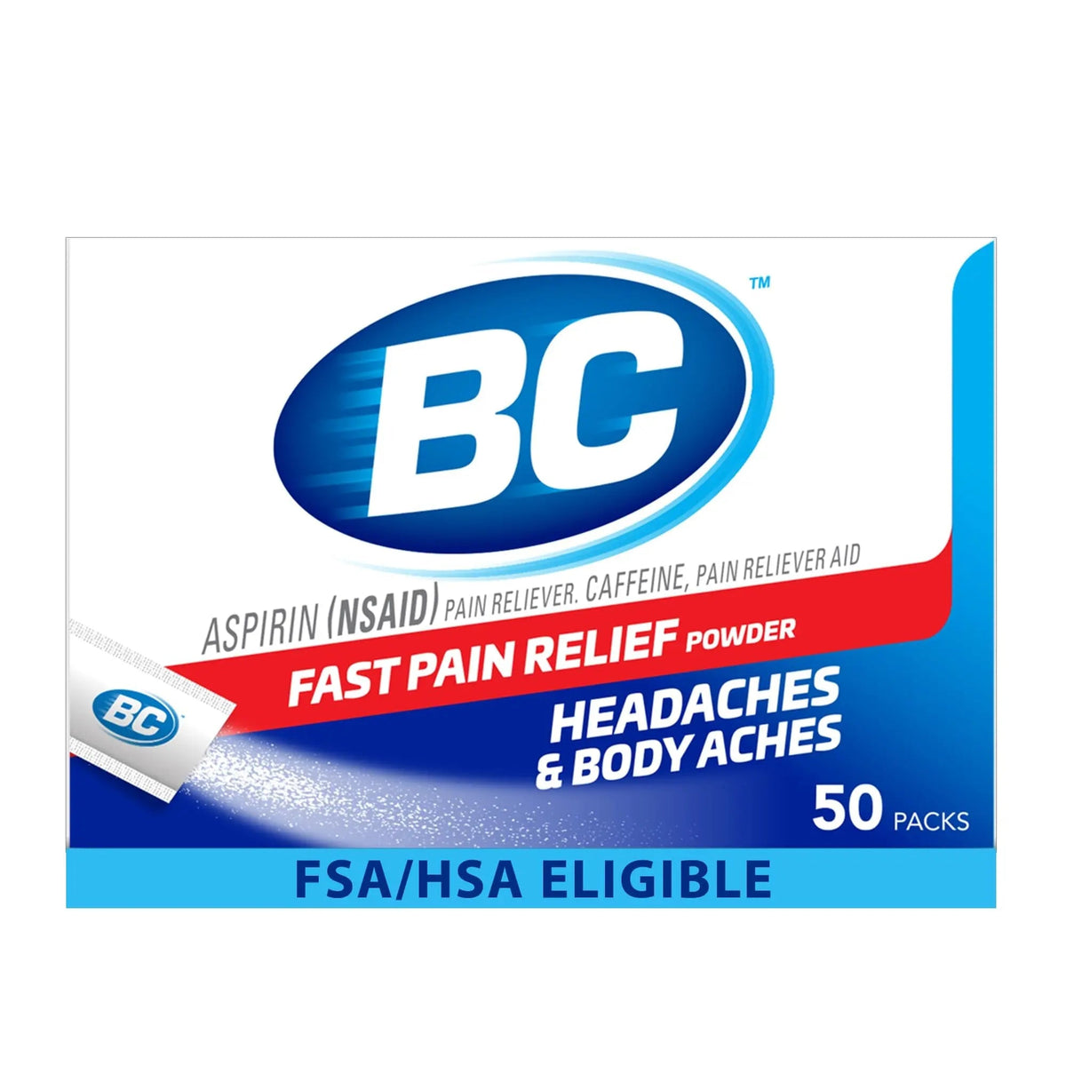BC Original Headache Relief Powder, Dual-Action Aspirin & Caffeine Dissolve Packs, to Relieve Body Aches, Toothaches & Menstrual Cramps, 50 Count - PrimeBioHealth - canada supplements