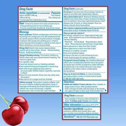 BC Powder Pain Reliever, Cherry Flavor Aspirin Dissolve Packs, 24 Count Powder Packets (2 Pack) - PrimeBioHealth - canada supplements