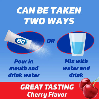 BC Powder Pain Reliever, Cherry Flavor Aspirin Dissolve Packs, 24 Count Powder Packets (2 Pack) - PrimeBioHealth - canada supplements