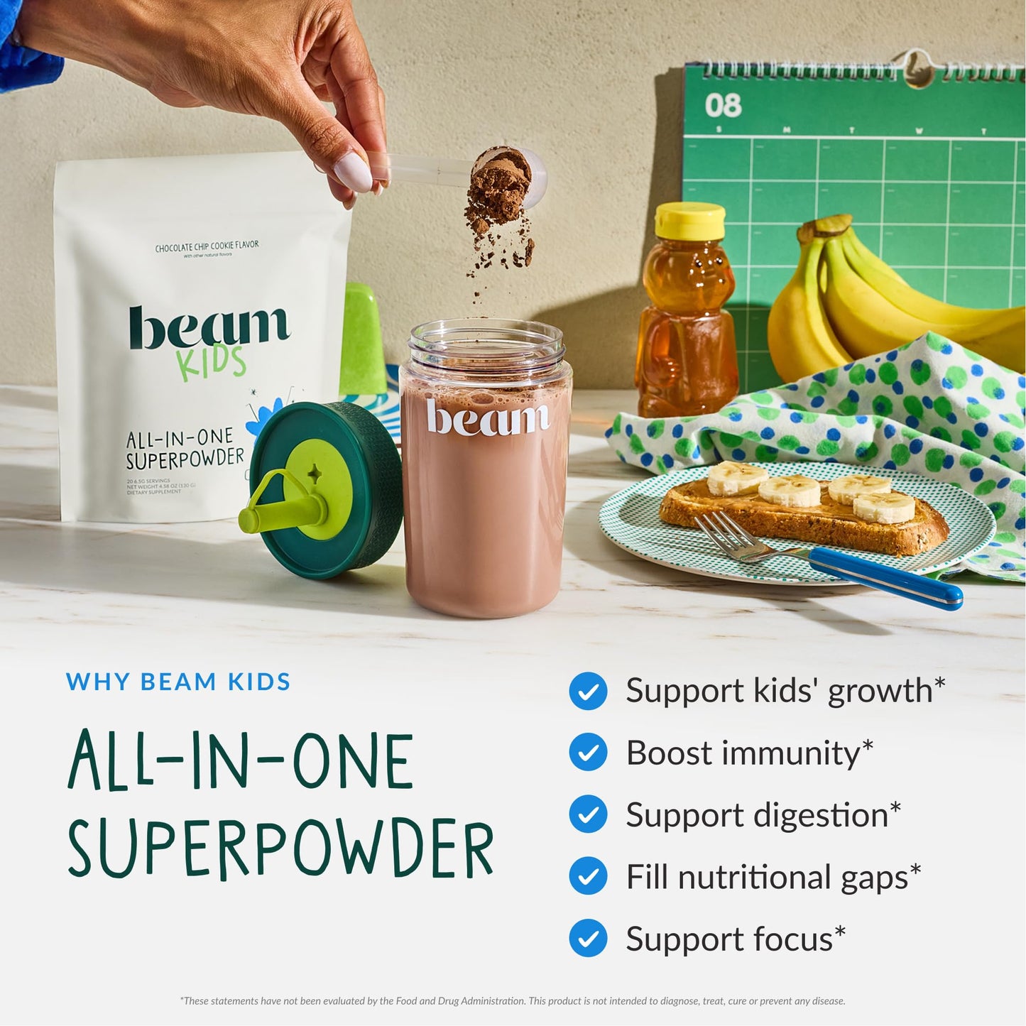 Beam Kids Multivitamin Powder – Kids Vitamins with Greens, Probiotic & Prebiotic, Immune Support for Children & Toddlers, No Artificial Sweeteners, For Picky Eaters, - PrimeBioHealth - canada supplements