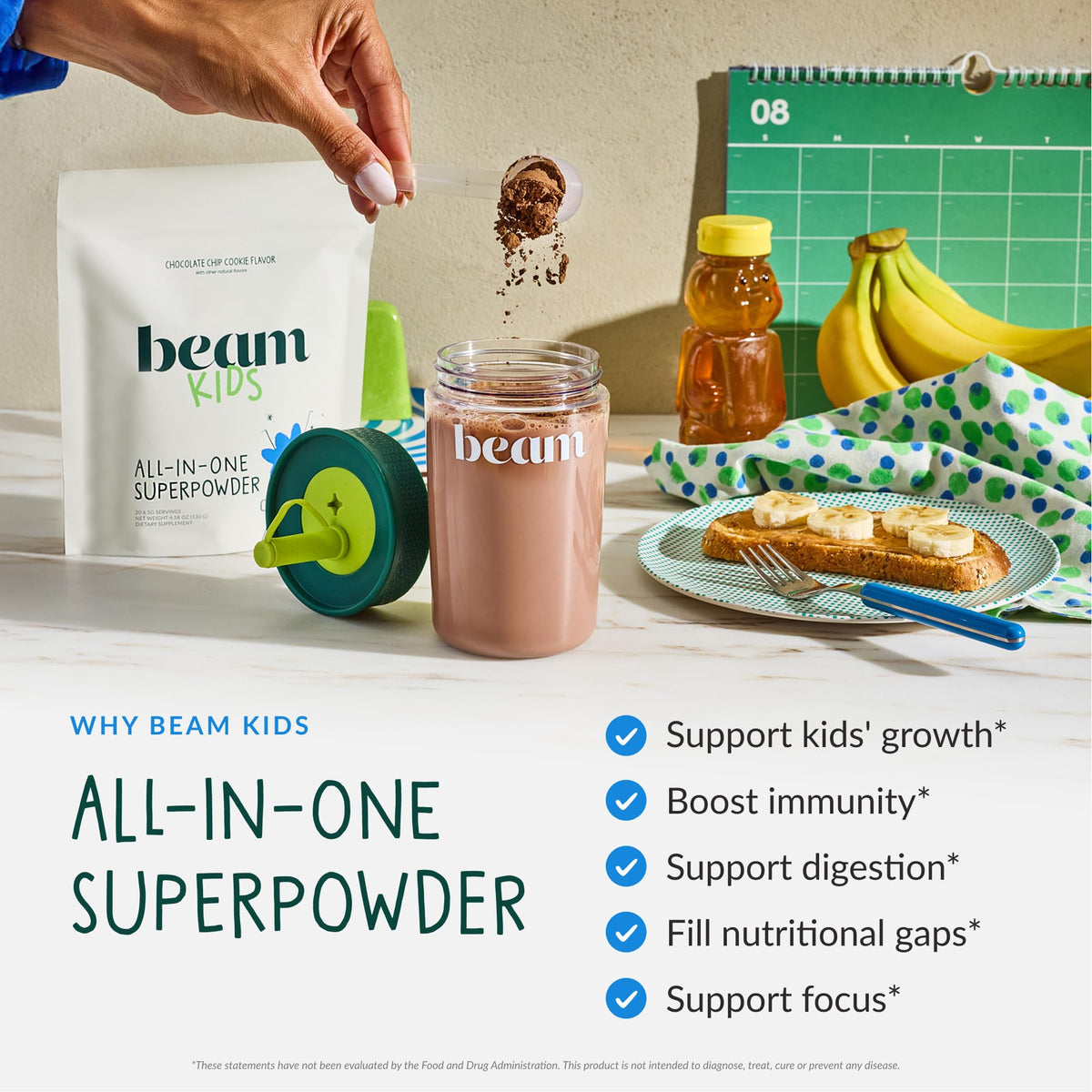 Beam Kids Multivitamin Powder – Kids Vitamins with Greens, Probiotic & Prebiotic, Immune Support for Children & Toddlers, No Artificial Sweeteners, For Picky Eaters, - PrimeBioHealth - canada supplements