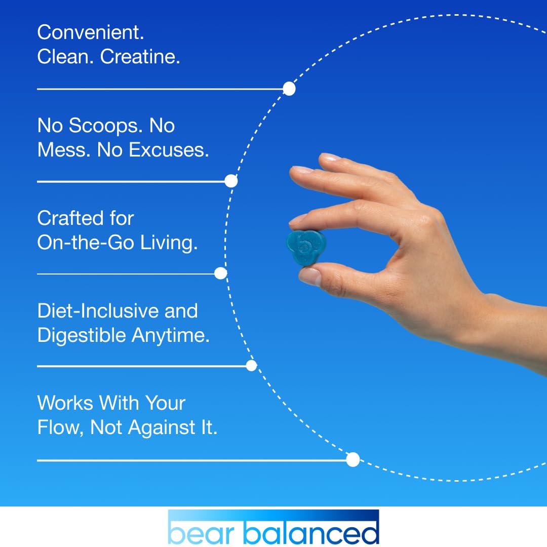 Bear Balanced Creatine Gummies for Men & Women - Creapure® Creatine Monohydrate, L-Theanine, L-Tyrosine & B12 for Muscle Growth, Strength, Focus, Energy & Health - PrimeBioHealth - canada supplements