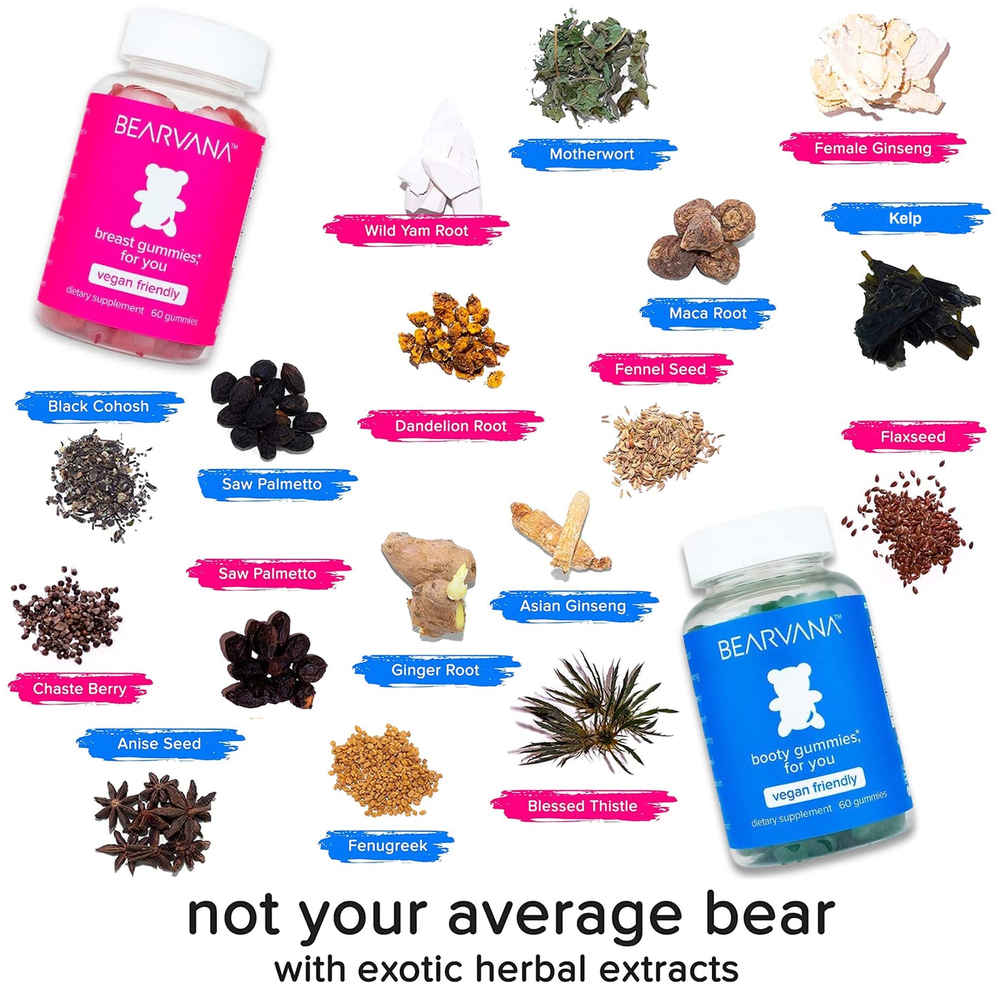 BEARVANA Top & Peach Support Combo Pack Multivitamin Gummies for Women | Includes Herbal Extracts & Essential Vitamins - PrimeBioHealth - canada supplements